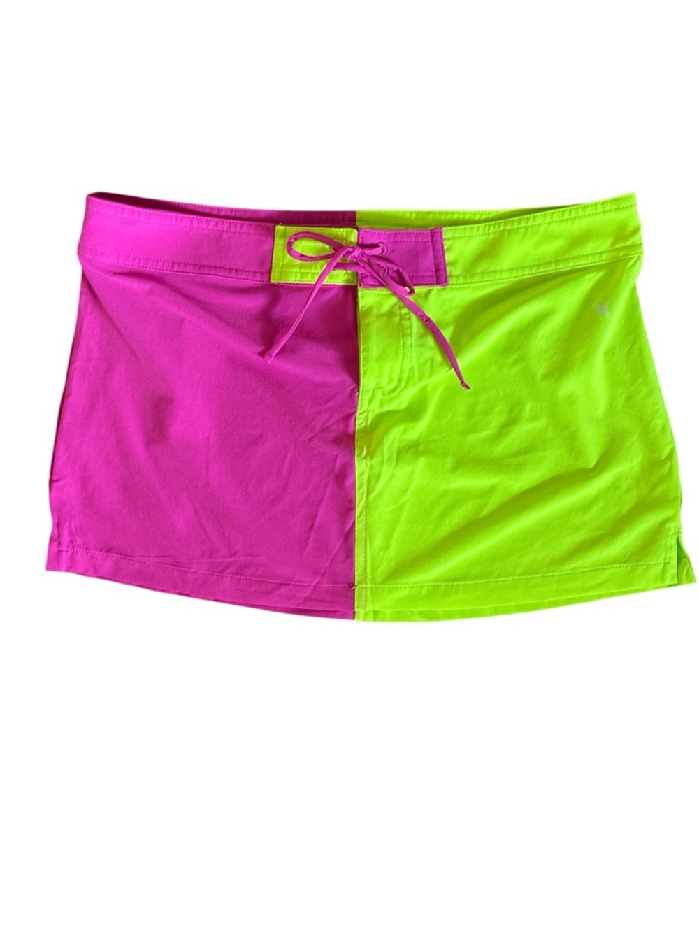 LoveShackFancy x Hurley Boardie Skirt Beach Solid Blocked Neon Pink Lime Green M